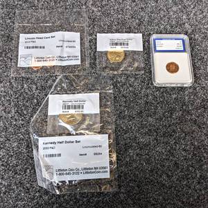 2003-P&D Half Dollar Set, 1992-S PR70 Lincoln Cent, 2010 P&D Lincoln Cents and 2009-P Native American Dollar