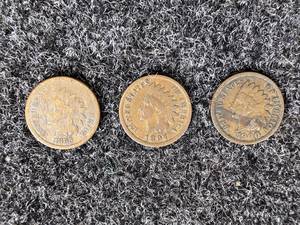 (3) Indian Head Cents - 1865, 1897 and 1900
