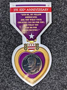 JFK 100th Anniversary Dollar Purple Heart Coin