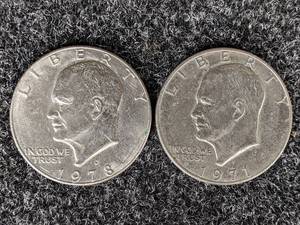 (2) Eisenhower IKE Dollar Coins 1971 & 1978