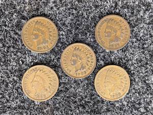(5) Indian Head Pennies - Includes 1903, 1898, 1901, 1897, 1903