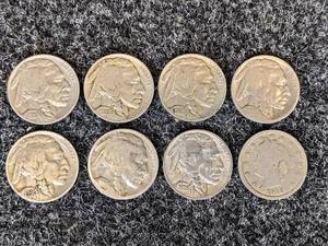 1912 V Nickel and (7) Buffalo Nickels