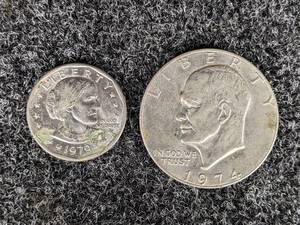 1974 Eisenhower IKE Dollar and 1979 Susan B Anthony Dollar