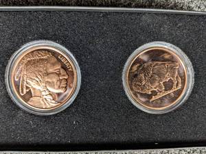 Pair of 1oz .999 Fine Copper Rounds in Cases
