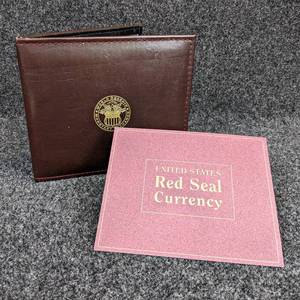 1953 $2 Red Seal Bill and 1963 $5 Red Seal Bill in Booklet w COA