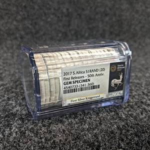 (20) 2017 Silver South African Krugerrand Dollar Coins 1oz Fine Silver - First Releases - 50th Anniversary -  GEM Specimen by NGC