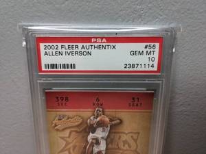 lot 25 image: Graded Allen Iverson 2002 Fleer Authentix PSA 10 Card Philadelphia 76ers NBA Basketball - X