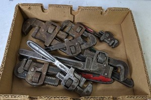 lot 222 image: Lot of Several Adjustable Pipe Wrenches - R