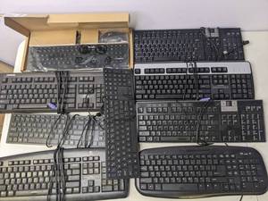 lot 197 image: Set of (9) Keyboards & (1) Mouse Dell, RF, HP - Z
