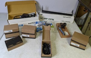 lot 188 image: Smart Power Cords, Bar Code Scanner, PCI-E USB 3, Cable Management 24 Port, Plantronics cords - Z