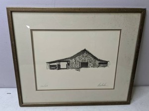lot 211 image: Signed Numbered Lithograph of a Barn by Artist Don Baker - Z
