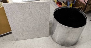 lot 173 image: Patio Table Stone Top & Silver Barrel - R