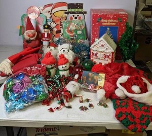 lot 269 image: Fun Vintage Christmas Decoration Lot includes Cookie Jar, Lighted Ceramic Christmas Tree & Much More- N