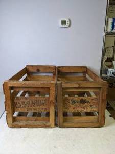 lot 250 image: Set of Two Vintage Wooden Fruit Crates - N