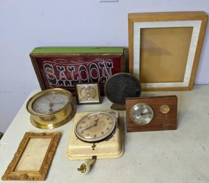 lot 305 image: Collection of Vintage Clocks, Saloon Sign, and Misc. Frames - N