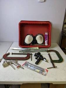 lot 327 image: Miscellaneous Tools Heavy Duty G Clamps, Husky Kneepads and More - N