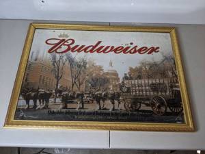lot 550 image: Large Budweiser Clydesdale Prohibition Mirror Beer Sign - N