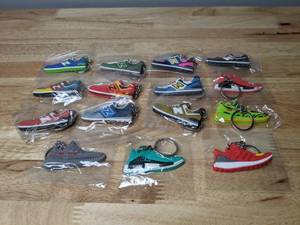 lot 51 image: Collection of 15 Brand New Adidas and New Balance Shoe Sneaker Keychains Kanye West Yeezy HMD 574 - T