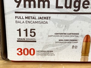 lot 108-A image: (300) Rounds Of Aquila 9mm-Luger 115grain FMJ