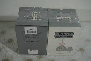 lot 189 image: 2 NEW Cute Elf Deer Projection Lamps