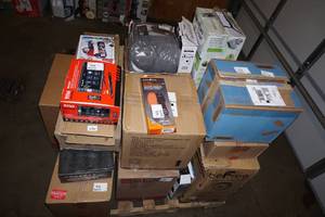 lot 202 image: Pallet of Repairables - Boss Car Screen, BeFree Speaker, Massager
