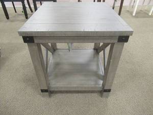 lot 243 image: Signature Design by Ashley Aldwin End Table in Gray, T457-3 - Store Display.