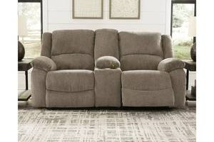 lot 251 image: Signature Desin by Ashley Draycoll Manual Reclining Loveseat with Console in Pewter, 7650594 - Store Display.