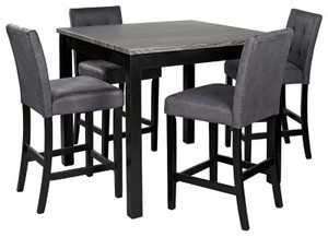 lot 263 image: Signature Design by Ashley Garvine Counter Height Dining Room Table and Bar Stools (Set of 5 pieces), D161-223 - Store Display.