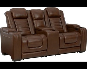 lot 270 image: Signature Design by Ashley Backtrack Power Reclining Loveseat with Console, U2800418 - Store Display.