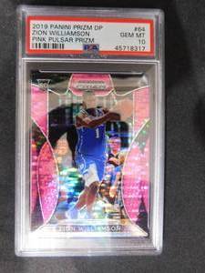 lot 25 image: PSA 10 Gem Mint 2019 Panini Prizm DP Pink Pulsar Zion Williamson Rookie Card #64