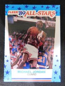 lot 33 image: 1989 Fleer All Star Sticker Michael Jordan #3 GOAT