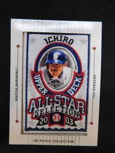 lot 126 image: 2003 UD Patch Collection All Star Patch Sample Ichiro Suzuki SWEET