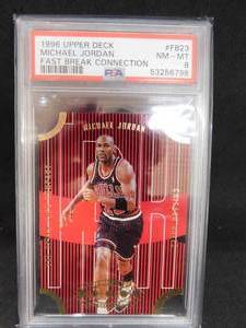 lot 132 image: PSA 8 1996 Upper Deck Fast Break Connection Michael Jordan #FB23 GOAT