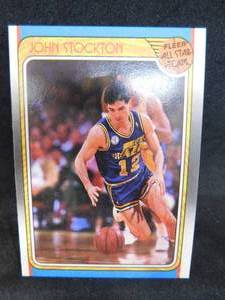 lot 148 image: 1988 Fleer All Star John Stockton Rookie Card #127 HOFer