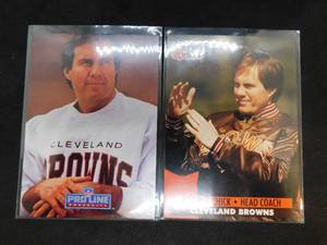 lot 182 image: (2) 1991 Bill Belichick Rookie Cards Pro Line & Pro Set MINT