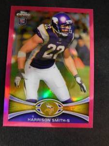lot 189 image: 2012 Topps Chrome Pink Refractor Harrison Smith Rookie Card #77 Serial #153399