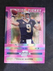 lot 191 image: 2019 Contneders Optic Pink Winning Ticket Drew Brees Serial #3675