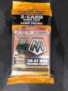 lot 50 image: 2020 Mosaic Basketball Hanger Pack With Exclusive (3) Card Bonus Camo Prizm Pack