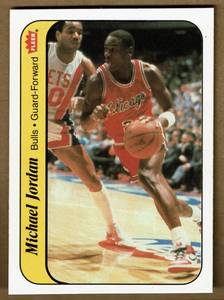 lot 3 image: 1986 Fleer Michael Jordan Sticker Rookie Card #8 WOW