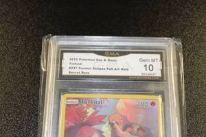 2019 Pokemon Sun & Moon Cosmic Eclipse Torkoal Secret Rare Full Art #237236 GMA 10