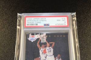 1992-93 Upper Deck Shaquille ONeal Trade Card #1B PSA 8 Rookie Card