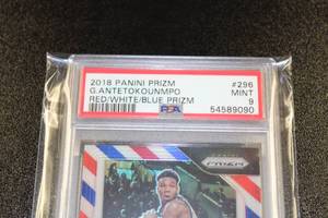 2018-19 Prizm Red White Blue Giannis Antetokounmpo #296 PSA 9