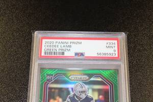 2020 Prizm Green CeeDee Lamb #334 PSA 9 Rookie Card