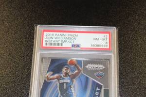 2019-20 Prizm Instant Impact Zion Williamson #2 PSA 8 Rookie Card