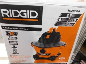 lot 5 image: RIDGID 6 Gallon 3.5-Peak HP NXT WetDry Shop Vacuum with Filter, Dust Bags, Hose and Accessories