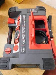lot 8 image: Vector 1200 Peak Amp Jump Starter, Dual Power Inverter, 120 PSI Air Compressor, Two USB Charging Ports, Rechargeable