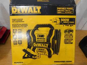 lot 9 image: DEWALT 1600 Peak Amp Portable Car Jump Starter with 120 PSI Digital Air Compressor and 500-Watt Inverter