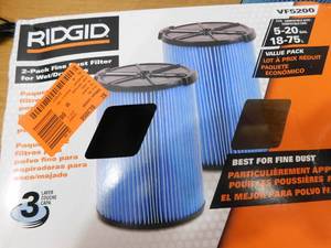 lot 28 image: RIDGID 3-Layer Fine Dust Pleated Paper Filter for Most 5 Gal. and Larger WetDry Shop Vacuums (2-Pack)