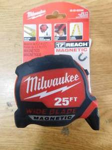 lot 38 image: Milwaukee 25 ft. x 1-516 in. Wide Blade Magnetic Tape Measure with 17 ft. Reach