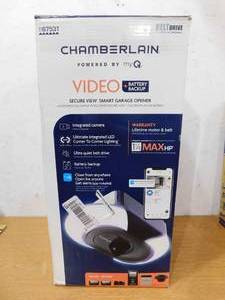 lot 96 image: New -- Chamberlain 1-14 HP LED Video Quiet Belt Drive Garage Door Opener with Integrated Camera